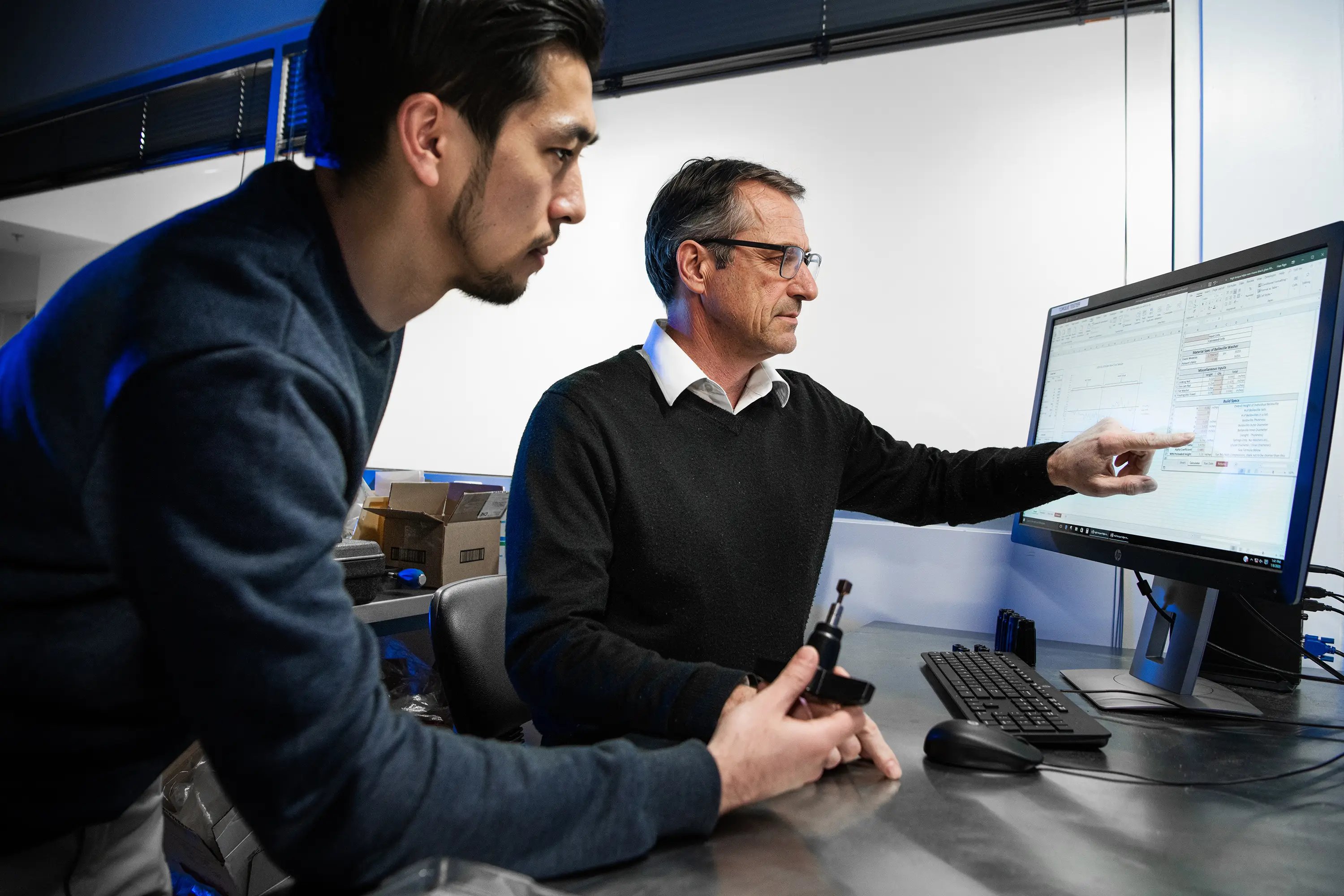 Paragon Medical R&D Engineers collaborating on medical component design