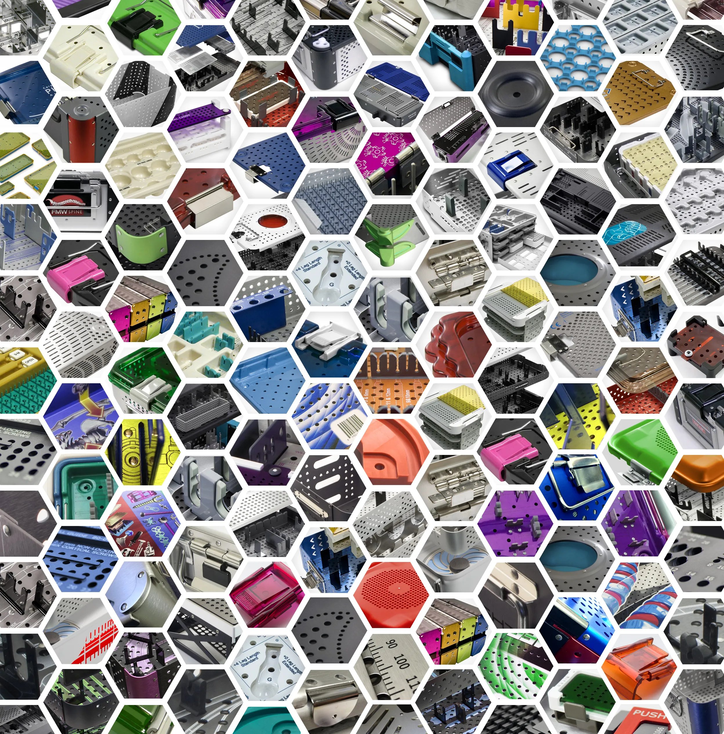 Precision manufactured components and caddies for surgical tray systems