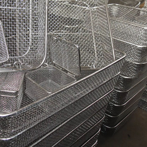 Stainless Steel Operation Sterilization Mesh Basket Perforated Baskets Tray for Surgical Medical Dental Instruments