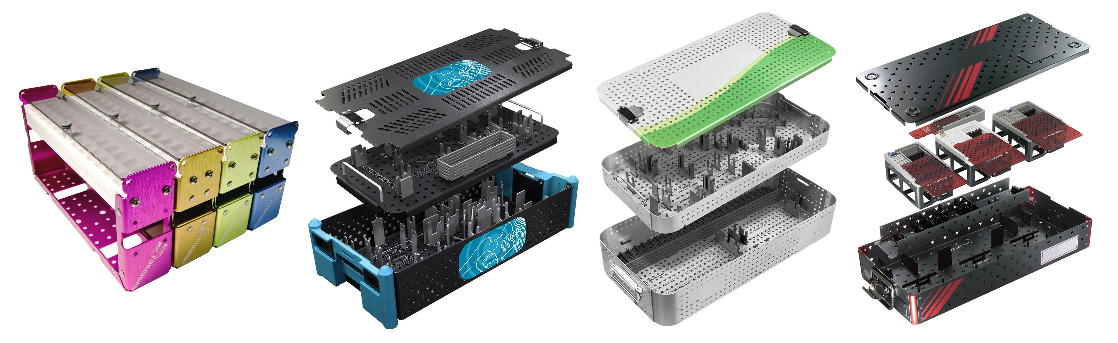 Custom engineered surgical cases and sterilization trays manufactured for medical devices